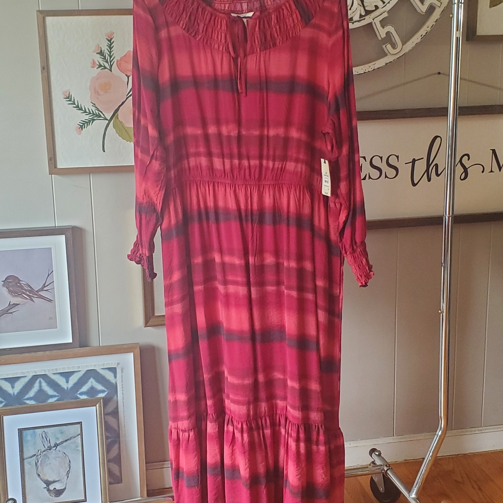 Terra & Sky Red Plaid Long Sleeve Dress